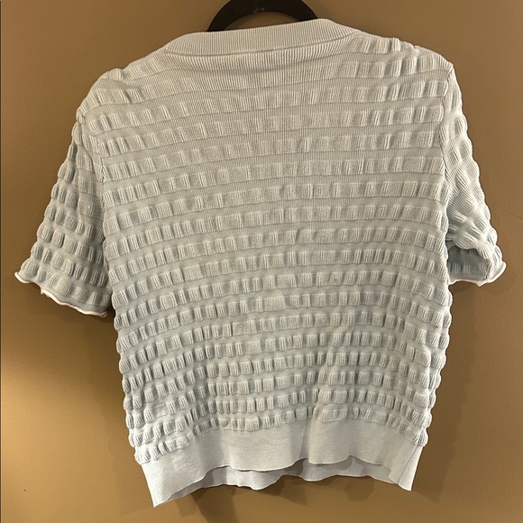 COS Textured Short Sleeve Top in Soft Blue - Picture 7 of 7